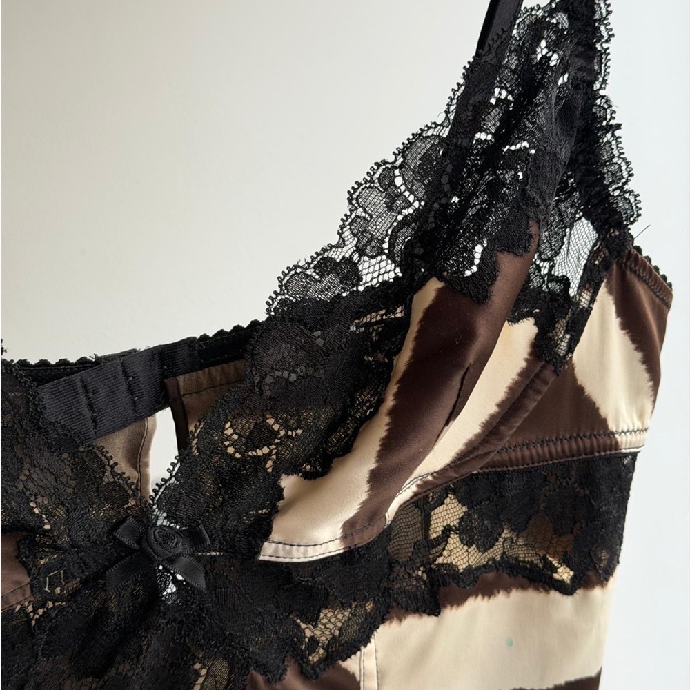Dolce and Gabbana Zebra-Print Lace-Trim Slip Top - Picture 2 of 4